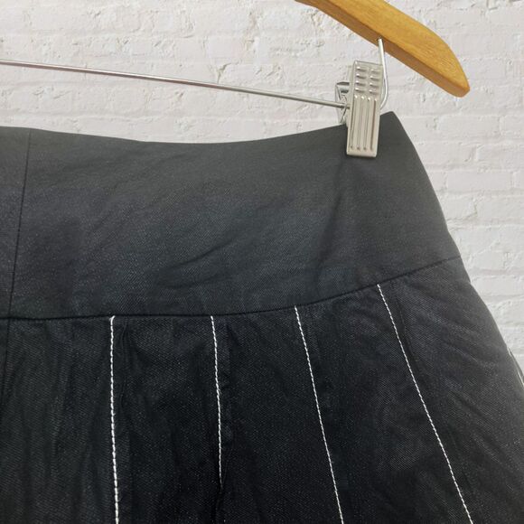 Emanuel Ungaro Black Flared Skirt Size 6 White Stitch Detail - Picture 5 of 14